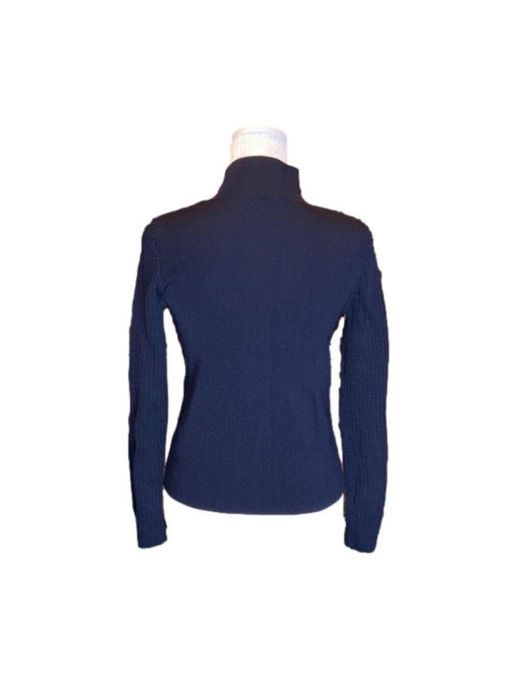 TOPSHOP BOUTIQUE Classy & Sharp Navy Blue Zip Up Sweater Size 2 - Picture 7 of 10